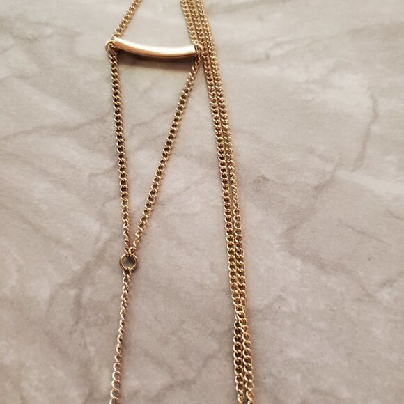 💙 J.Crew Gold Light Blue Beads Beaded Chain Tassel Necklace 💙 - Picture 4 of 6